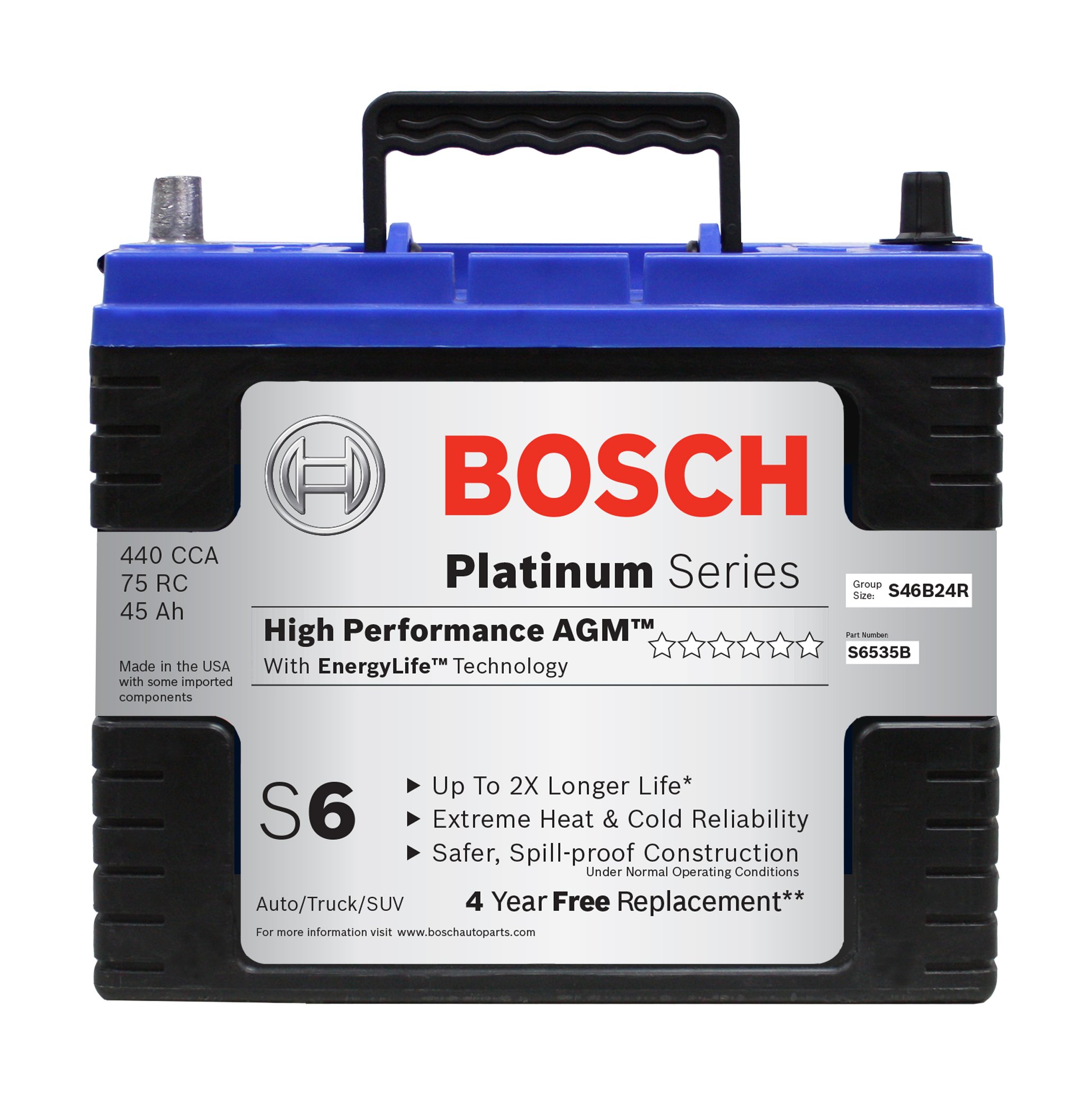 Amazon.com: Bosch S6535B S6 Flat Plate AGM Battery : Automotive